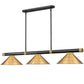 Z-Lite Vanguard 3050-3MB-RB-RB15 59" 3-Light Matte Black and Rubbed Brass Steel and Aluminum Frame Rubbed Brass Steel Shade Billiard Light