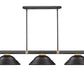 Z-Lite Vanguard 3050-3MB-RB-SMB 59" 3-Light Matte Black and Rubbed Brass Steel and Aluminum Frame Matte Black Steel Shade Billiard Light