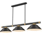 Z-Lite Vanguard 3050-3MB-RB-SMB 59" 3-Light Matte Black and Rubbed Brass Steel and Aluminum Frame Matte Black Steel Shade Billiard Light