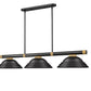 Z-Lite Vanguard 3050-3MB-RB-SMB 59" 3-Light Matte Black and Rubbed Brass Steel and Aluminum Frame Matte Black Steel Shade Billiard Light