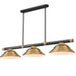 Z-Lite Vanguard 3050-3MB-RB-SRB 59" 3-Light Matte Black and Rubbed Brass Steel and Aluminum Frame Rubbed Brass Steel Shade Billiard Light