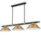 Z-Lite Vanguard 3050-3MB-RB-SRB 59" 3-Light Matte Black and Rubbed Brass Steel and Aluminum Frame Rubbed Brass Steel Shade Billiard Light