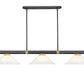 Z-Lite Vanguard 3050-3MB-RB-WM16 59" 3-Light Matte Black and Rubbed Brass Steel and Aluminum Frame White Mottle Glass Shade Billiard Light