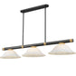 Z-Lite Vanguard 3050-3MB-RB-WM16 59" 3-Light Matte Black and Rubbed Brass Steel and Aluminum Frame White Mottle Glass Shade Billiard Light