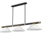 Z-Lite Vanguard 3050-3MB-RB-WM16 59" 3-Light Matte Black and Rubbed Brass Steel and Aluminum Frame White Mottle Glass Shade Billiard Light