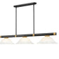 Z-Lite Vanguard 3050-3MB-RB-WM16 59" 3-Light Matte Black and Rubbed Brass Steel and Aluminum Frame White Mottle Glass Shade Billiard Light