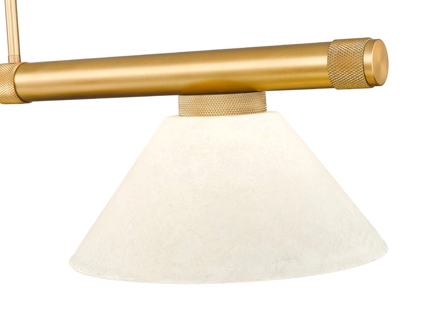 Z-Lite Vanguard 3050-3RB-AGM14 59" 3-Light Rubbed Brass Steel and Aluminum Frame White Mottle Glass Shade Billiard Light