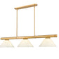 Z-Lite Vanguard 3050-3RB-AGM14 59" 3-Light Rubbed Brass Steel and Aluminum Frame White Mottle Glass Shade Billiard Light