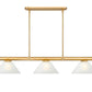 Z-Lite Vanguard 3050-3RB-AWL14 59" 3-Light Rubbed Brass Steel and Aluminum Frame White Linen Glass Shade Billiard Light