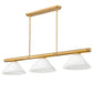 Z-Lite Vanguard 3050-3RB-AWL14 59" 3-Light Rubbed Brass Steel and Aluminum Frame White Linen Glass Shade Billiard Light