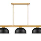 Z-Lite Vanguard 3050-3RB-D13MB 59" 3-Light Rubbed Brass Steel and Aluminum Frame Matte Black Steel Shade Billiard Light