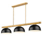 Z-Lite Vanguard 3050-3RB-D13MB 59" 3-Light Rubbed Brass Steel and Aluminum Frame Matte Black Steel Shade Billiard Light