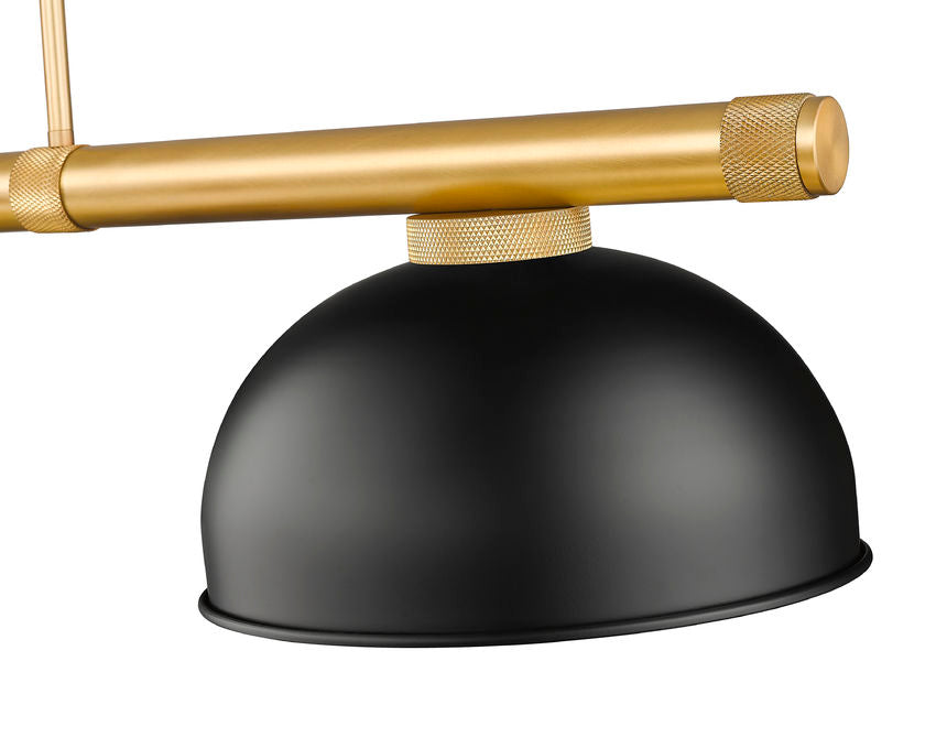 Z-Lite Vanguard 3050-3RB-D13MB 59" 3-Light Rubbed Brass Steel and Aluminum Frame Matte Black Steel Shade Billiard Light