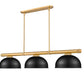 Z-Lite Vanguard 3050-3RB-D13MB 59" 3-Light Rubbed Brass Steel and Aluminum Frame Matte Black Steel Shade Billiard Light