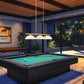 Z-Lite Vanguard 3050-3RB-DGM14 59" 3-Light Rubbed Brass Steel and Aluminum Frame Golden Mottle Glass Shade Billiard Light