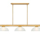 Z-Lite Vanguard 3050-3RB-DWL14 59" 3-Light Rubbed Brass Steel and Aluminum Frame White Linen Glass Shade Billiard Light