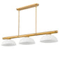Z-Lite Vanguard 3050-3RB-DWL14 59" 3-Light Rubbed Brass Steel and Aluminum Frame White Linen Glass Shade Billiard Light