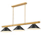 Z-Lite Vanguard 3050-3RB-MB15 59" 3-Light Rubbed Brass Steel and Aluminum Frame Matte Black Steel Shade Billiard Light