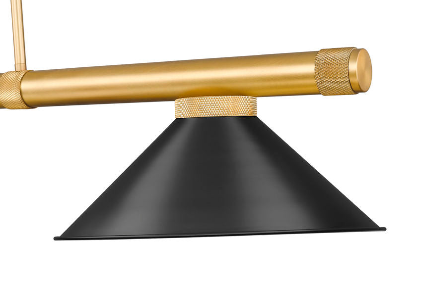 Z-Lite Vanguard 3050-3RB-MB15 59" 3-Light Rubbed Brass Steel and Aluminum Frame Matte Black Steel Shade Billiard Light