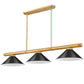 Z-Lite Vanguard 3050-3RB-MB15 59" 3-Light Rubbed Brass Steel and Aluminum Frame Matte Black Steel Shade Billiard Light