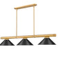 Z-Lite Vanguard 3050-3RB-MB15 59" 3-Light Rubbed Brass Steel and Aluminum Frame Matte Black Steel Shade Billiard Light