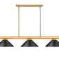 Z-Lite Vanguard 3050-3RB-MMB 59" 3-Light Rubbed Brass Steel and Aluminum Frame Matte Black Steel Shade Billiard Light