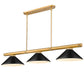 Z-Lite Vanguard 3050-3RB-MMB 59" 3-Light Rubbed Brass Steel and Aluminum Frame Matte Black Steel Shade Billiard Light