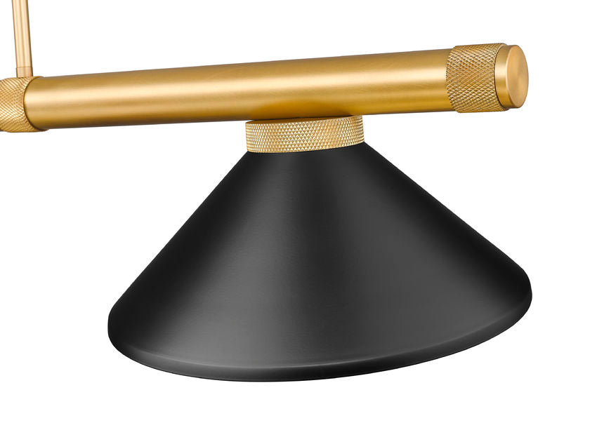 Z-Lite Vanguard 3050-3RB-MMB 59" 3-Light Rubbed Brass Steel and Aluminum Frame Matte Black Steel Shade Billiard Light