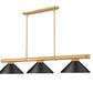 Z-Lite Vanguard 3050-3RB-MMB 59" 3-Light Rubbed Brass Steel and Aluminum Frame Matte Black Steel Shade Billiard Light