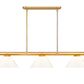Z-Lite Vanguard 3050-3RB-PWH 59" 3-Light Rubbed Brass Steel and Aluminum Frame White Plastic Shade Billiard Light