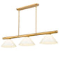 Z-Lite Vanguard 3050-3RB-PWH 59" 3-Light Rubbed Brass Steel and Aluminum Frame White Plastic Shade Billiard Light