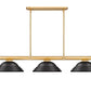 Z-Lite Vanguard 3050-3RB-SMB 59" 3-Light Rubbed Brass Steel and Aluminum Frame Matte Black Steel Billiard Light