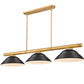 Z-Lite Vanguard 3050-3RB-SMB 59" 3-Light Rubbed Brass Steel and Aluminum Frame Matte Black Steel Billiard Light
