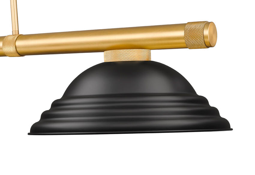 Z-Lite Vanguard 3050-3RB-SMB 59" 3-Light Rubbed Brass Steel and Aluminum Frame Matte Black Steel Billiard Light