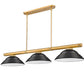 Z-Lite Vanguard 3050-3RB-SMB 59" 3-Light Rubbed Brass Steel and Aluminum Frame Matte Black Steel Billiard Light