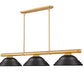 Z-Lite Vanguard 3050-3RB-SMB 59" 3-Light Rubbed Brass Steel and Aluminum Frame Matte Black Steel Billiard Light