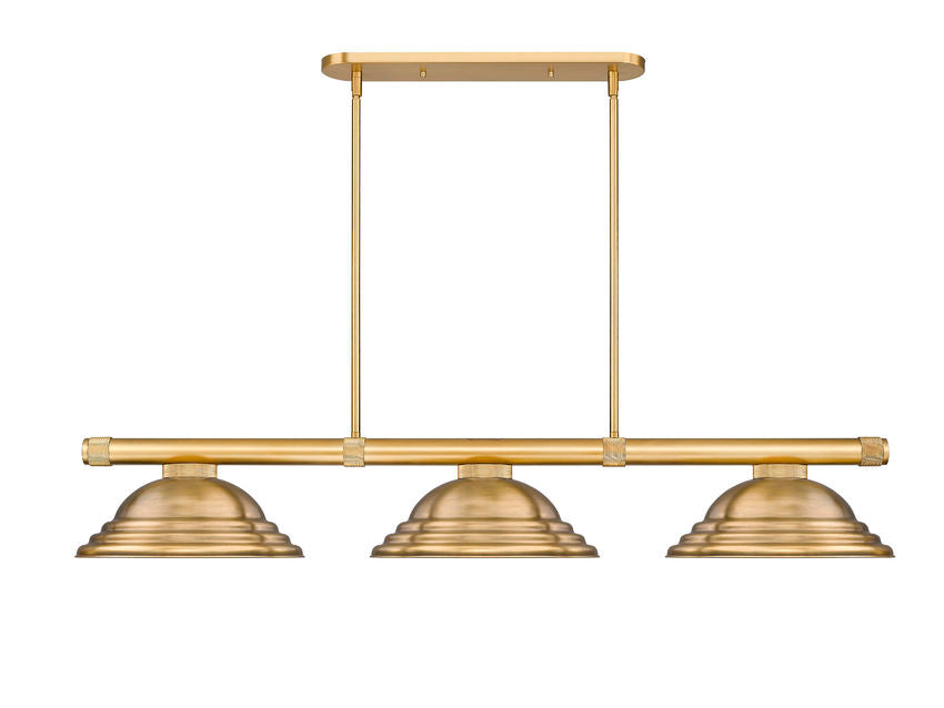 Z-Lite Vanguard 3050-3RB-SRB 59" 3-Light Rubbed Brass Steel and Aluminum Billiard Light