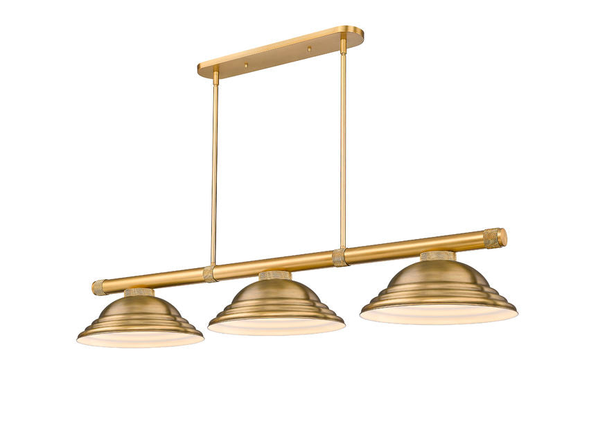 Z-Lite Vanguard 3050-3RB-SRB 59" 3-Light Rubbed Brass Steel and Aluminum Billiard Light