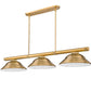 Z-Lite Vanguard 3050-3RB-SRB 59" 3-Light Rubbed Brass Steel and Aluminum Billiard Light