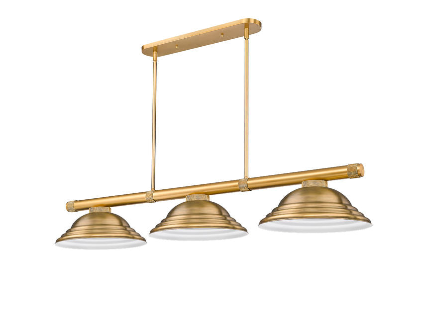 Z-Lite Vanguard 3050-3RB-SRB 59" 3-Light Rubbed Brass Steel and Aluminum Billiard Light