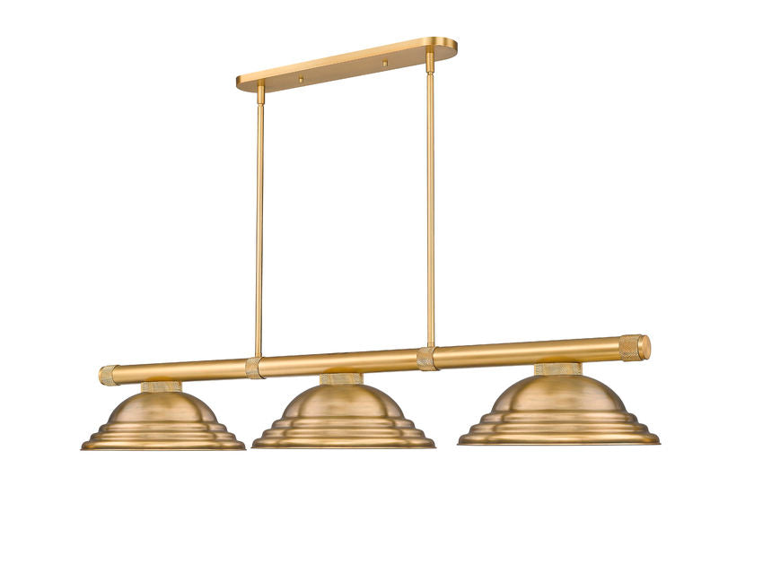 Z-Lite Vanguard 3050-3RB-SRB 59" 3-Light Rubbed Brass Steel and Aluminum Billiard Light