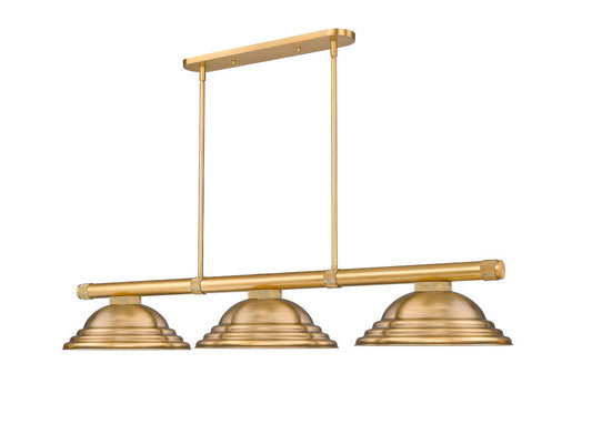 Z-Lite Vanguard 3050-3RB-SRB 59" 3-Light Rubbed Brass Steel and Aluminum Billiard Light