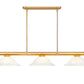 Z-Lite Vanguard 3050-3RB-WM16 59" 3-Light Rubbed Brass Steel and Aluminum White Mottle Glass Billiard Light