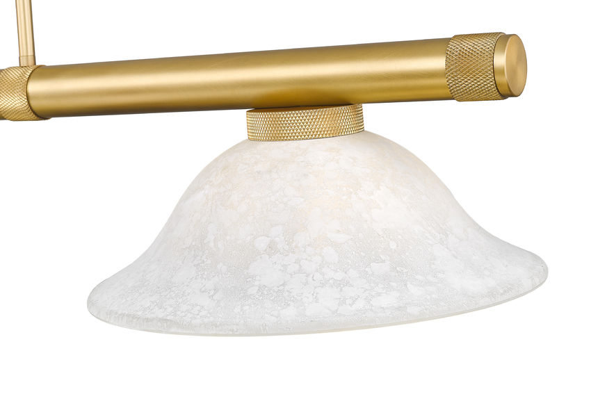 Z-Lite Vanguard 3050-3RB-WM16 59" 3-Light Rubbed Brass Steel and Aluminum White Mottle Glass Billiard Light