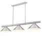 Z-Lite Vanguard 59" 3-Light Brushed Nickel Steel and Aluminum Frame Brushed Nickel Steel Shade Billiard Light