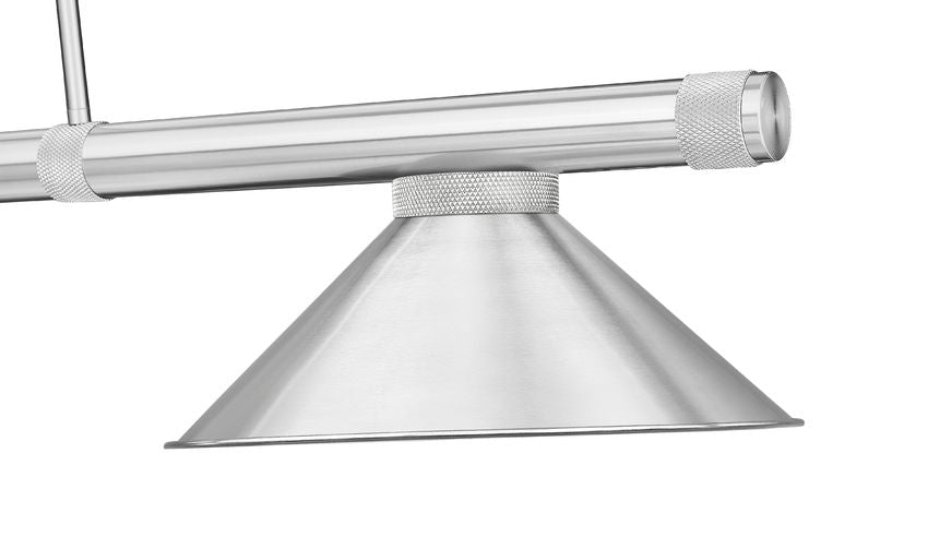 Z-Lite Vanguard 59" 3-Light Brushed Nickel Steel and Aluminum Frame Brushed Nickel Steel Shade Billiard Light