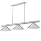 Z-Lite Vanguard 59" 3-Light Brushed Nickel Steel and Aluminum Frame Brushed Nickel Steel Shade Billiard Light