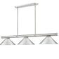 Z-Lite Vanguard 59" 3-Light Brushed Nickel Steel and Aluminum Frame Brushed Nickel Steel Shade Billiard Light
