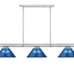 Z-Lite Vanguard 59" 3-Light Brushed Nickel Steel and Aluminum Frame Dark Blue Acrylic Shade Billiard Light