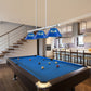 Z-Lite Vanguard 59" 3-Light Brushed Nickel Steel and Aluminum Frame Dark Blue Acrylic Shade Billiard Light